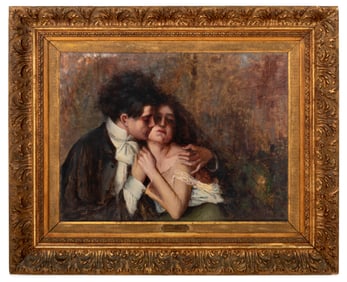 Antonio Piatti "Rose e Spine" Oil on Canvas, 1901