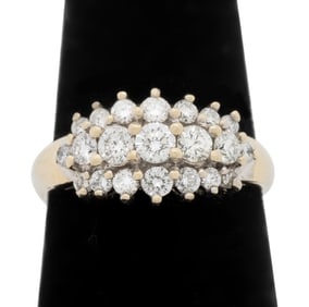 14K White Gold Graduated Diamond Cluster Ring