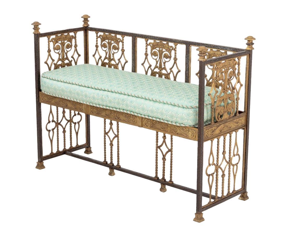 Oscar Bach Attr. Wrought Iron Bench (1 of 9)