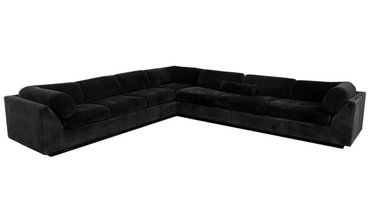 Custom-Made Black Velvet Sectional Sofa