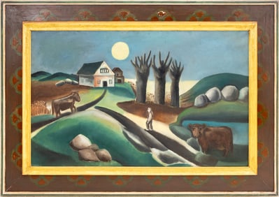 Benjamin Kopman "Farm" Oil on Canvas