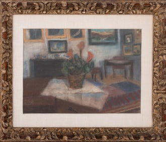 Jozsef Rippl-Ronai Interior Scene Pastel on Paper