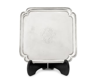 George II Sterling Silver Square Tray, 1727