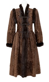 Yves Saint Laurent Broadtail & Mink Fur Coat, 1976