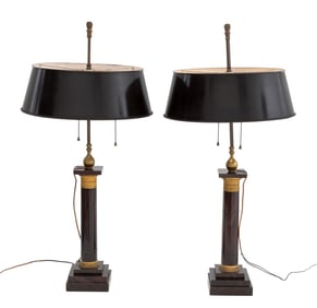 Maison Jansen Attr. Empire Style Marble Lamps, Pr.