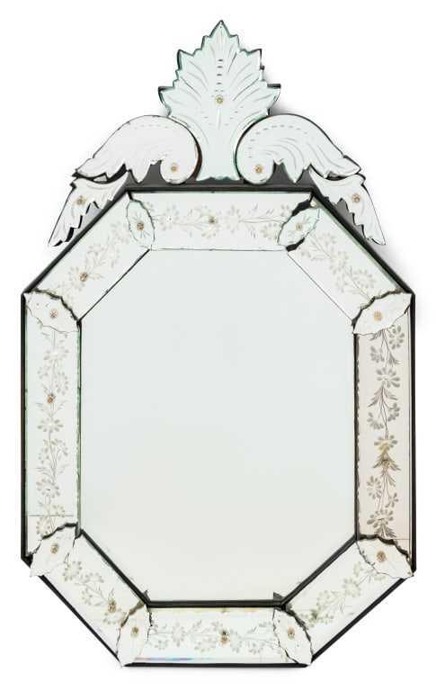 Venetian Etched Floral Motif Octagonal Mirror (1 of 5)