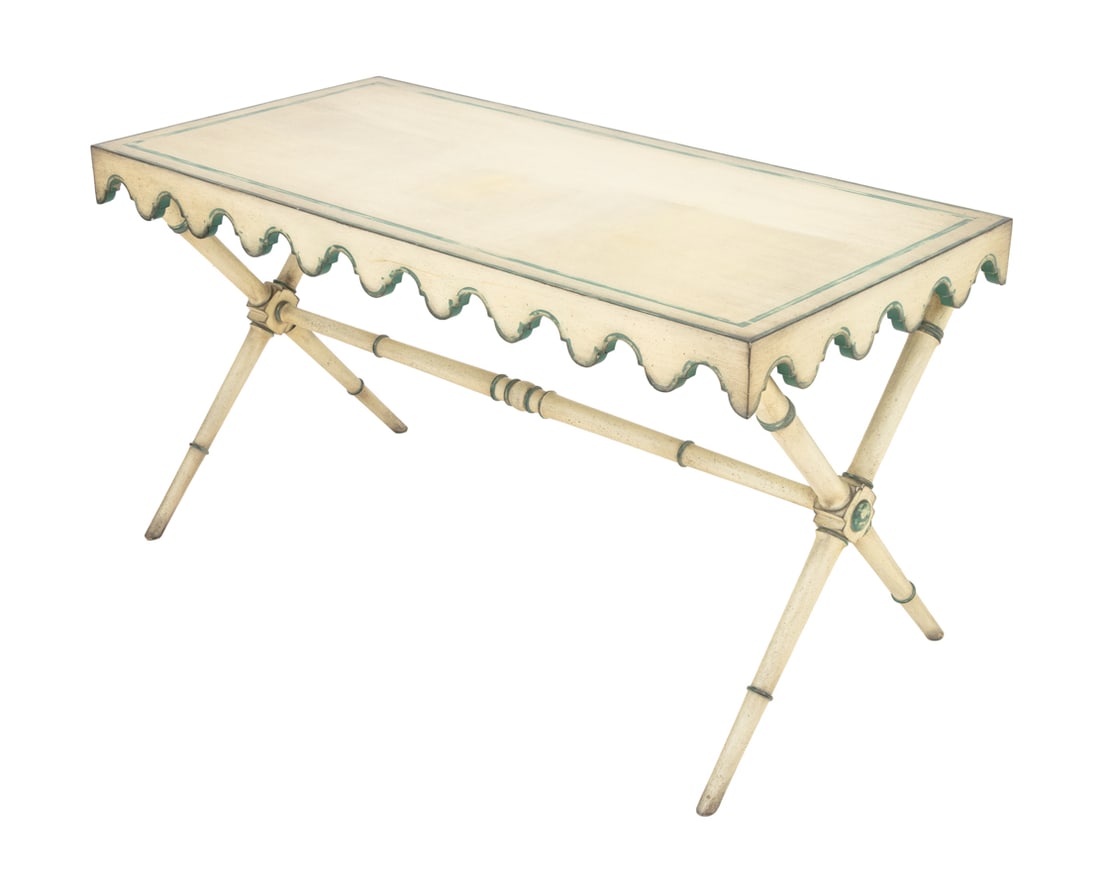 Hollywood Regency Style Painted Faux Bamboo Table (1 of 4)