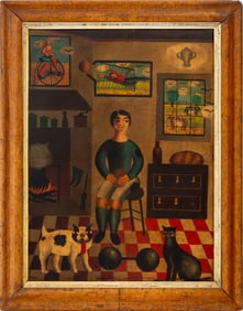 Jean Carrau The Athlete Oil on Tin