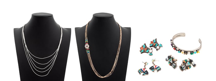 Zuni & Navajo Turquoise and Silver Jewelry, 6 Pcs.