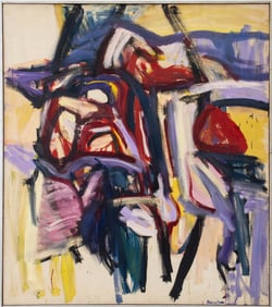 Adrienne Bordes Abstract Composition Oil, 1965