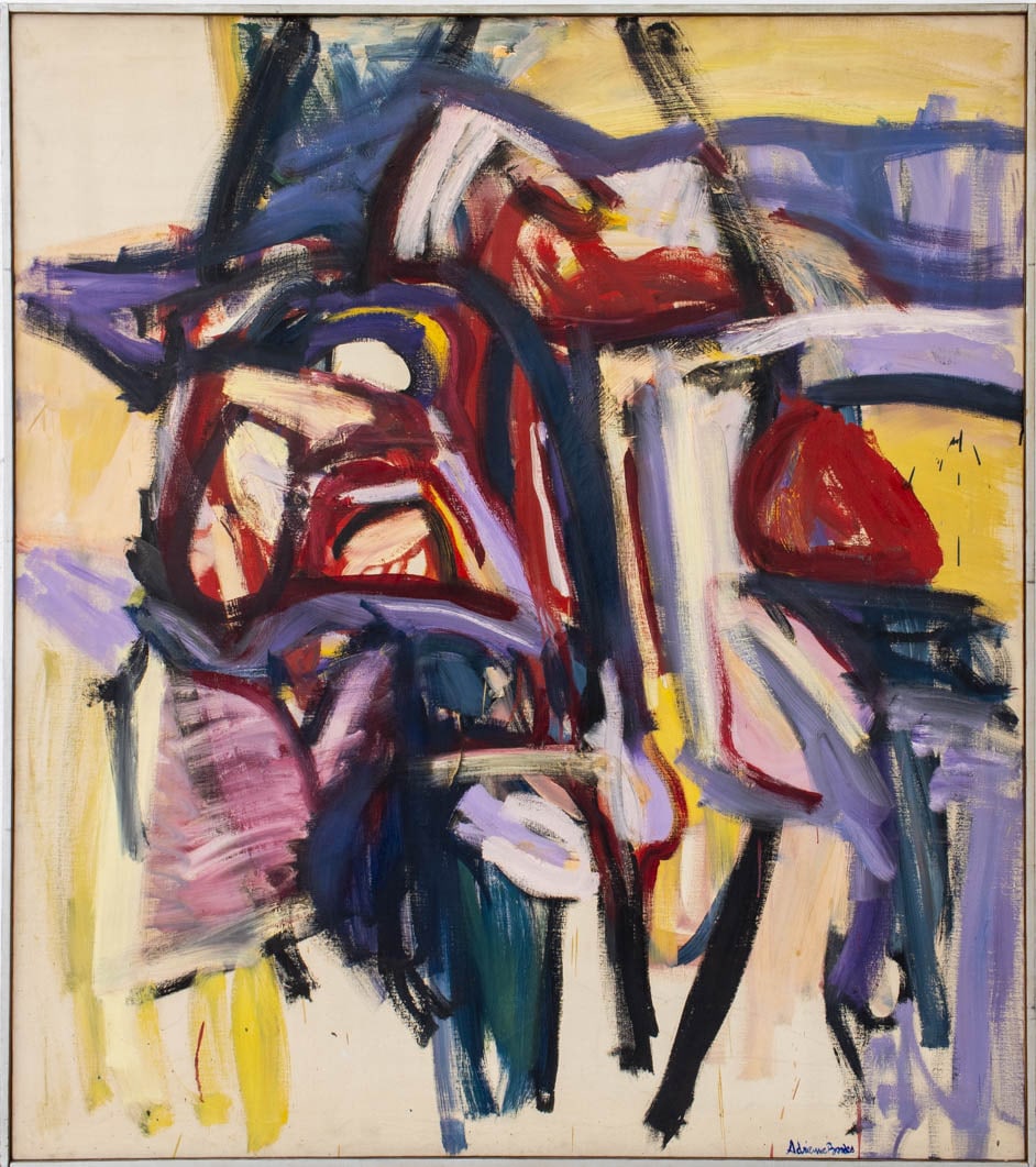 Adrienne Bordes Abstract Composition Oil, 1965 (1 of 6)