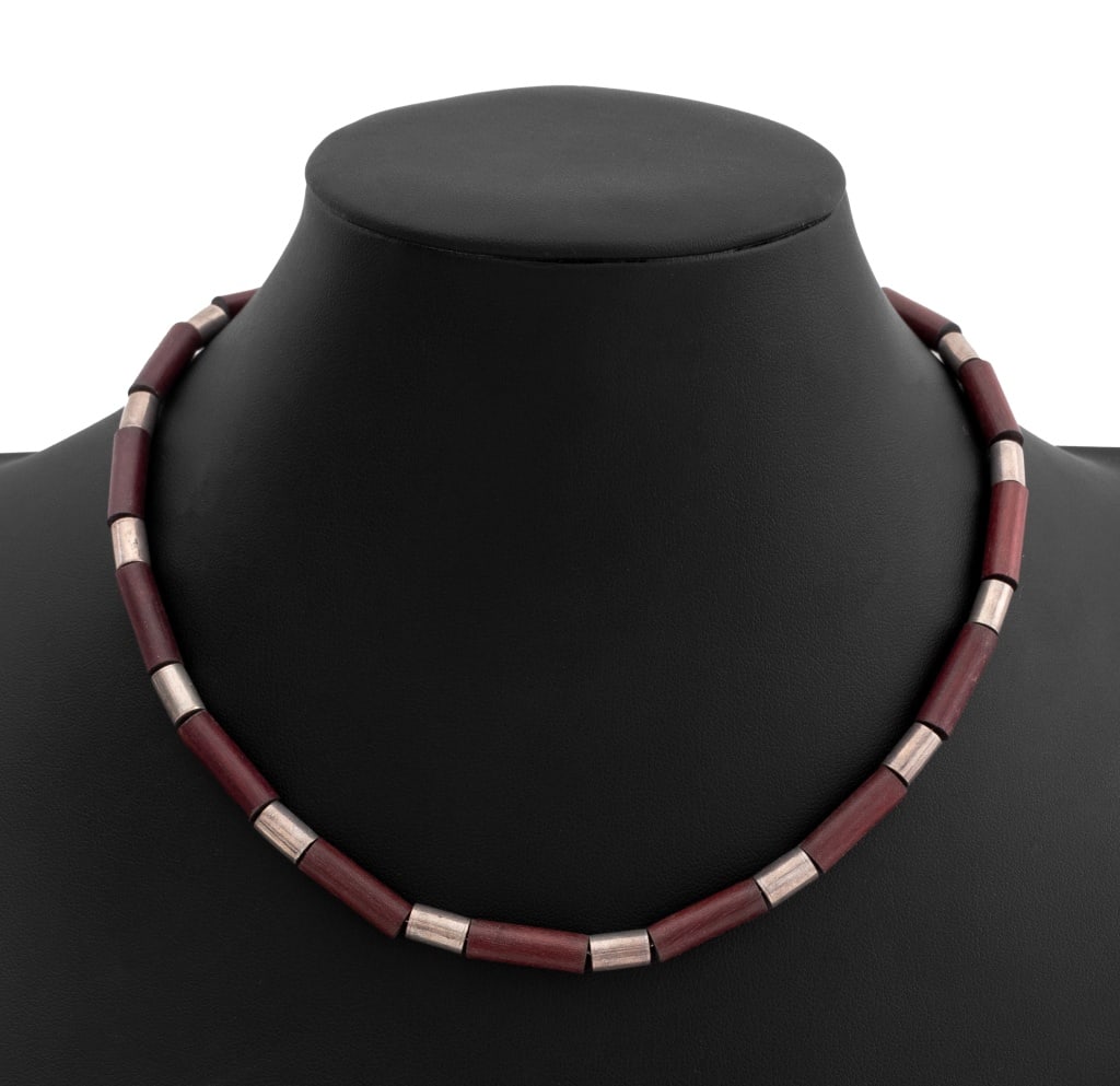 William Spratling Taxco Silver Teak Wood Necklace (1 of 4)