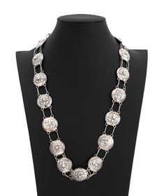 Mexican Silver Circular Link Belt or Necklace