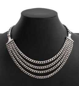 Mexican Sterling Silver Multistrand Chain Necklace