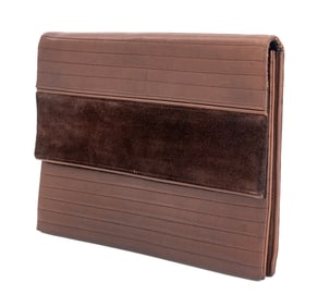 Yves Saint Laurent Brown Leather & Suede Clutch
