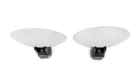 Pierre Disderot Chrome Saucer Wall Lamps, Pair