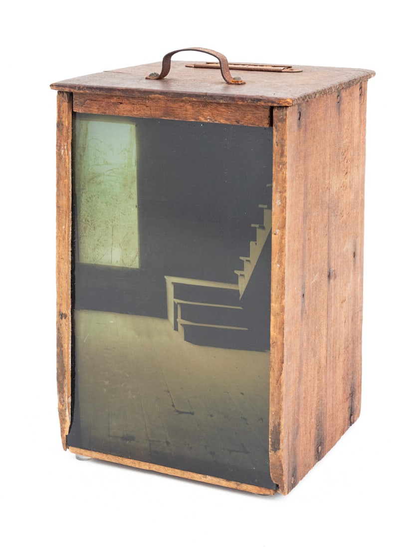 Michel Varisco "Farmhouse" Mixed Media, 2004: Michel Varisco (American, b. 1967), "Farmhouse", Mixed Media Photographic Assemblage, signed in pencil, dated, and numbered edition "4/10" to top. 9.5" H x 6" W x 6" D. Provenance: Bonhams Skinner, Ma