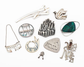 Israeli Silver Jewelry and Accessories, 10 Pcs.