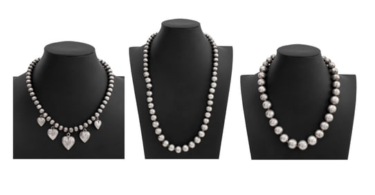 Silver and Silver-Tone Beaded Necklaces, 3