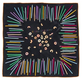 Hermes "A Vos Crayons!" Silk Pocket Square