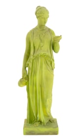 Goddess Hebe Green Painted Sculpture