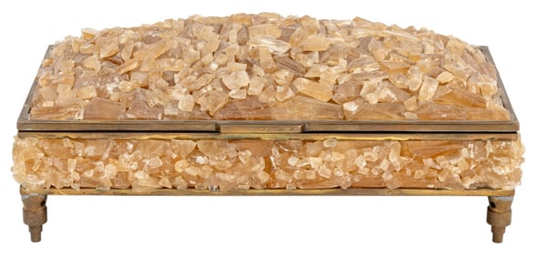 Crystal Encrusted Brass Lidded Table Box