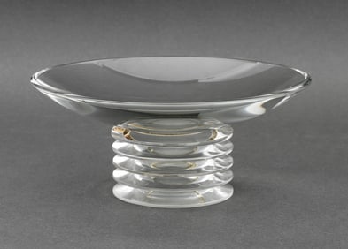 French Art Deco Glass Footed Vide Poche