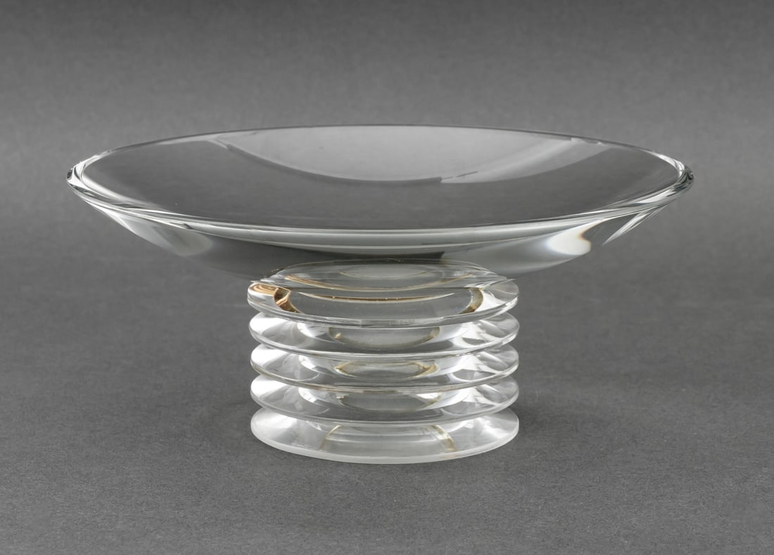 French Art Deco Glass Footed Vide Poche (1 of 6)