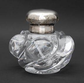 George V Silver Mounted Glass Perfume Bottle