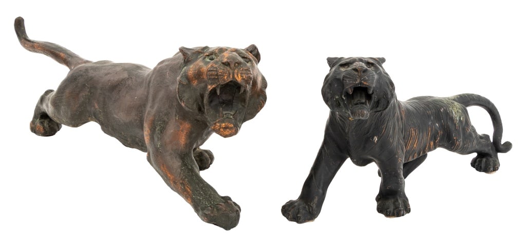 Japanese Style Patinated Metal Roaring Tigers, 2 (1 of 13)