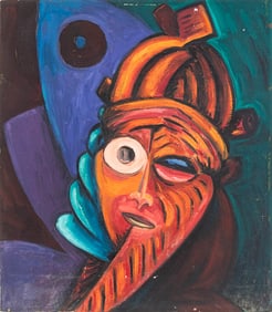 Marilla Palmer "Mende Mask" Oil on Canvas, 1985