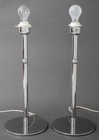 Modernist Chrome Plated Table Lamps, Pair