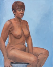 Penny Purpura Seated Nude Woman Oil on Canvas