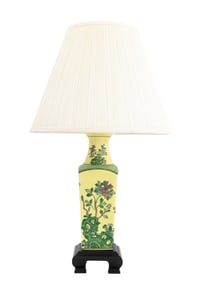 Chinese Famille Jaune Porcelain Vase as Lamp