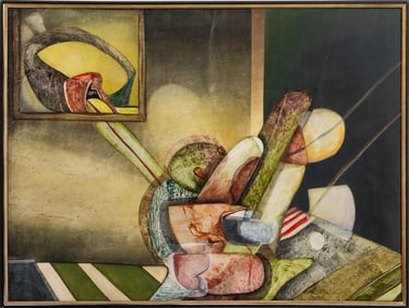 Post-Cubist Abstract Composition Oil on Canvas