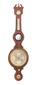 George III Mahogany Wheel Barometer, 19th C