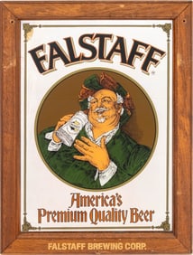 Falstaff Brewing Painted Mirror Advertising Sign