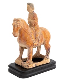 Chinese Tang Style Glazed Ceramic Horse and Rider