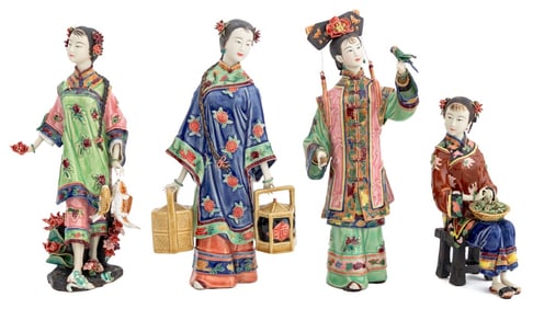 Chinese Famille Rose Porcelain Figures, 4