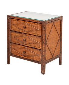 Contemporary Faux Bamboo and Rattan Nightstand