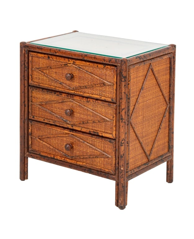 Contemporary Faux Bamboo and Rattan Nightstand (1 of 6)