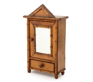 French Faux Bamboo Pine Salesman Sample Armoire