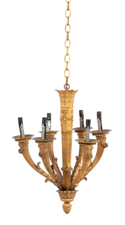 French Empire Style Gilt Brass Chandelier (1 of 4)