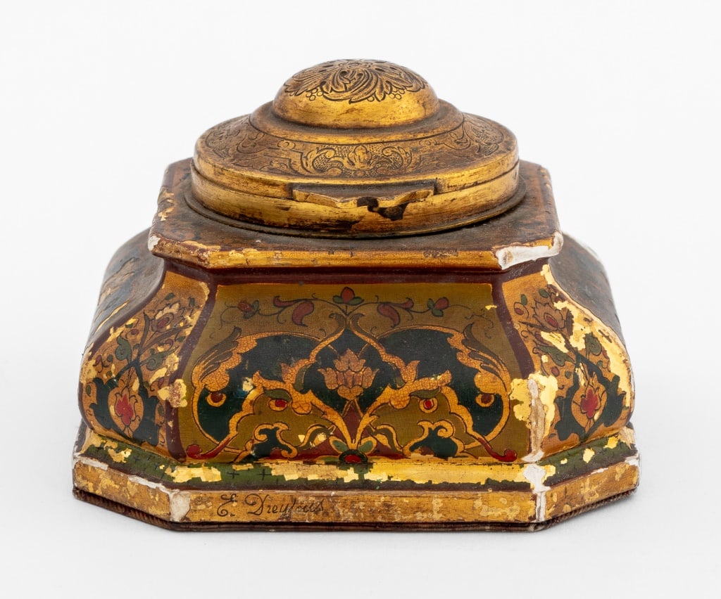 Persian Style Painted Giltwood Inkwell (1 of 7)