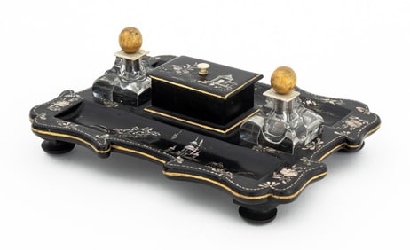 Victorian Chinoiserie Papier Mache Ink Stand
