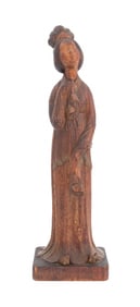 Chinese Carved Wood Funeral Servant Statue