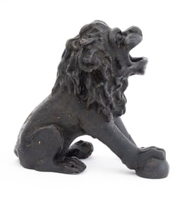Chinoiserie Cast Iron Lion Sculpture