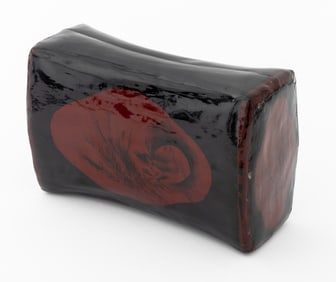 Chinese Red and Black Lacquer Pillow