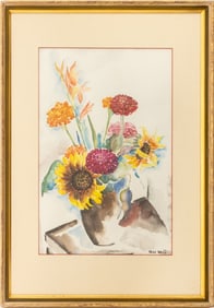 Vera M. White Sunflower Bouquet Watercolor