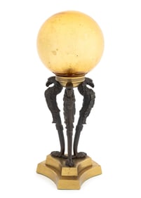Art Deco Bronze and Glass Eagle Motif Desk Lamp